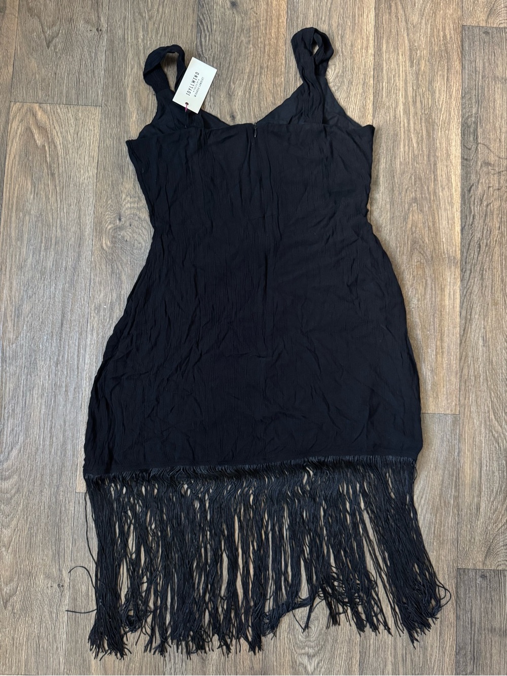 IDYLLWIND Embroidered V-Neck Black Fringe Hem Dress Country Rodeo Women’s L - Picture 8 of 11